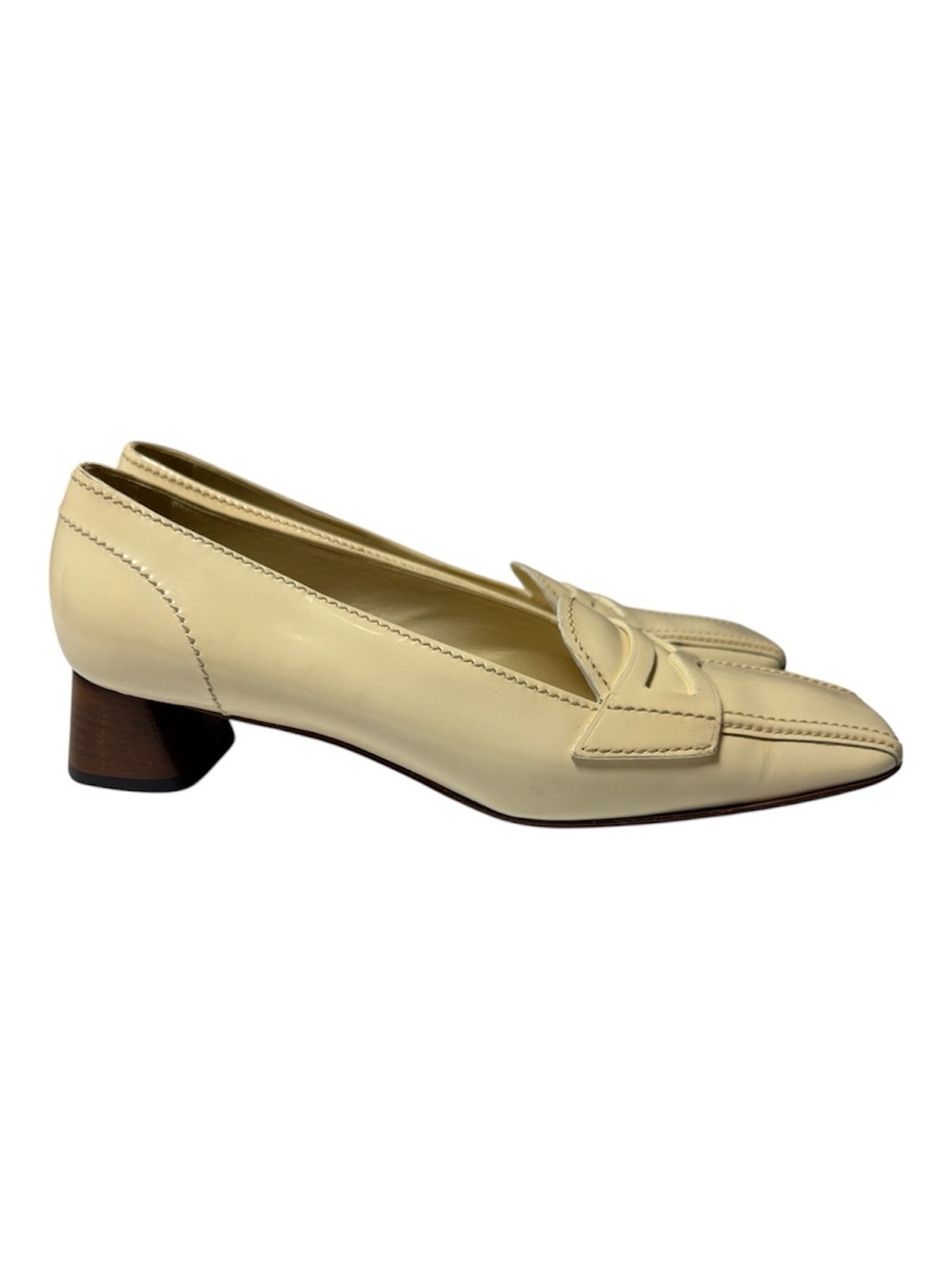Vintage Prada Ivory Patent Leather Square Toe Loafers Size 39.5 - Picture 2 of 8